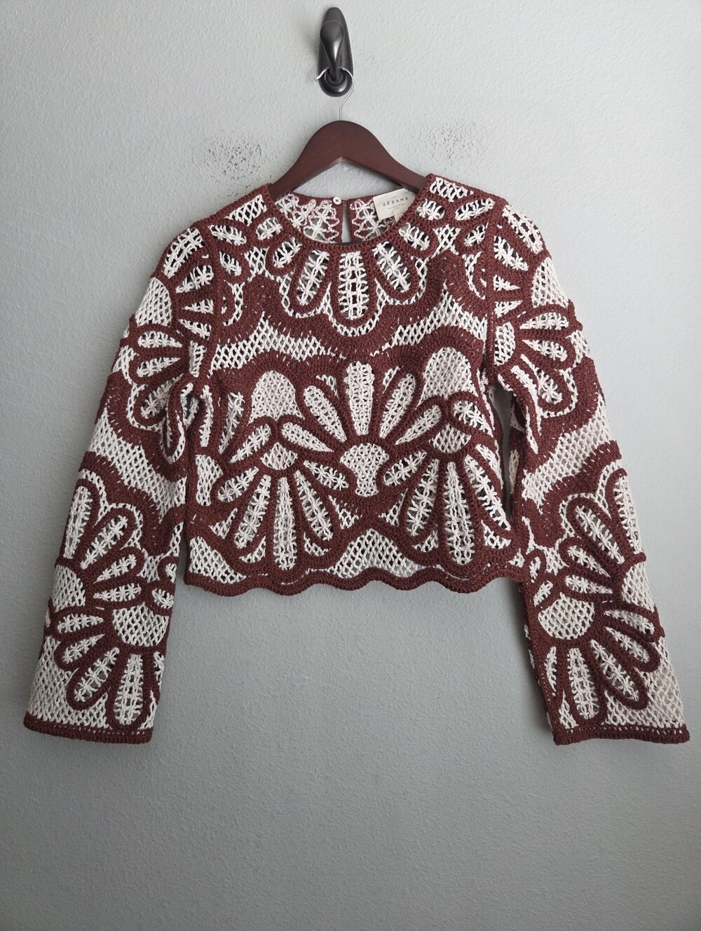 Sezane Olie Blouse in Ecru/Tomette size S - Picture 3 of 8